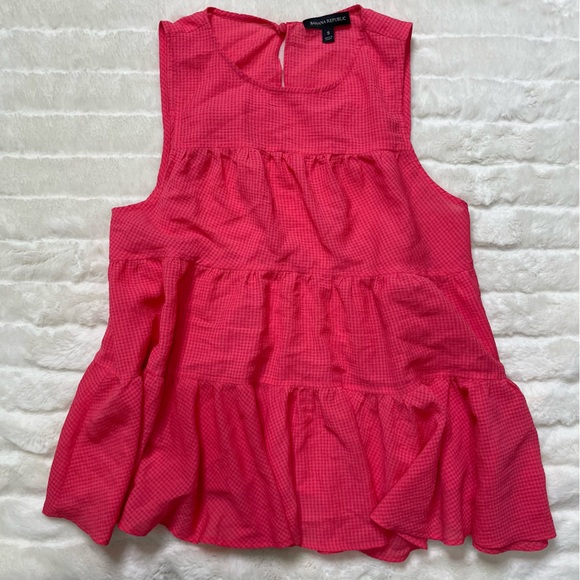 Banana Republic Pink Gingham Peplum Tank Top Sz S - Picture 11 of 11